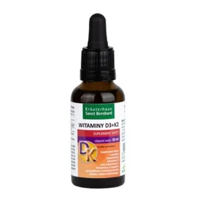 Krauterhaus Sanct Bernhard Witaminy D3 + K2 w kroplach, na oleju MCT Suplement diety 30 ml