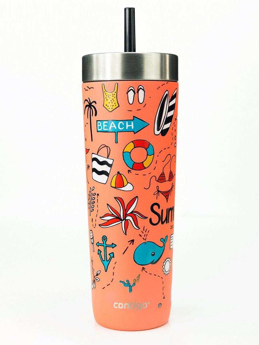 Kubek termiczny ze słomką Contigo Luxe Tumbler 720ml - Summer - Coral