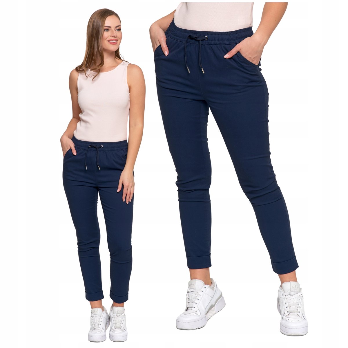 Stylowe Spodnie Damskie Joggery Wiązane Wysoki stan Bawełniane MORAJ 3XL