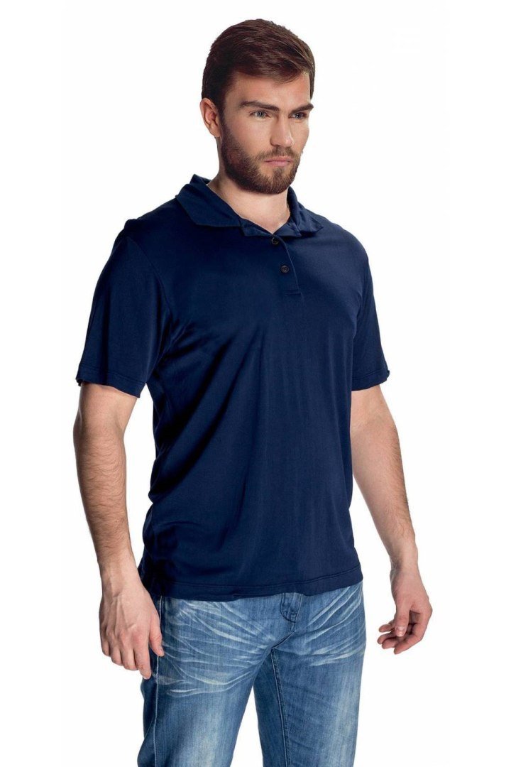 Elegancka Koszulka męska Polo z kołnierzykiem : Kolor - Granatowy, Rozmiar - L