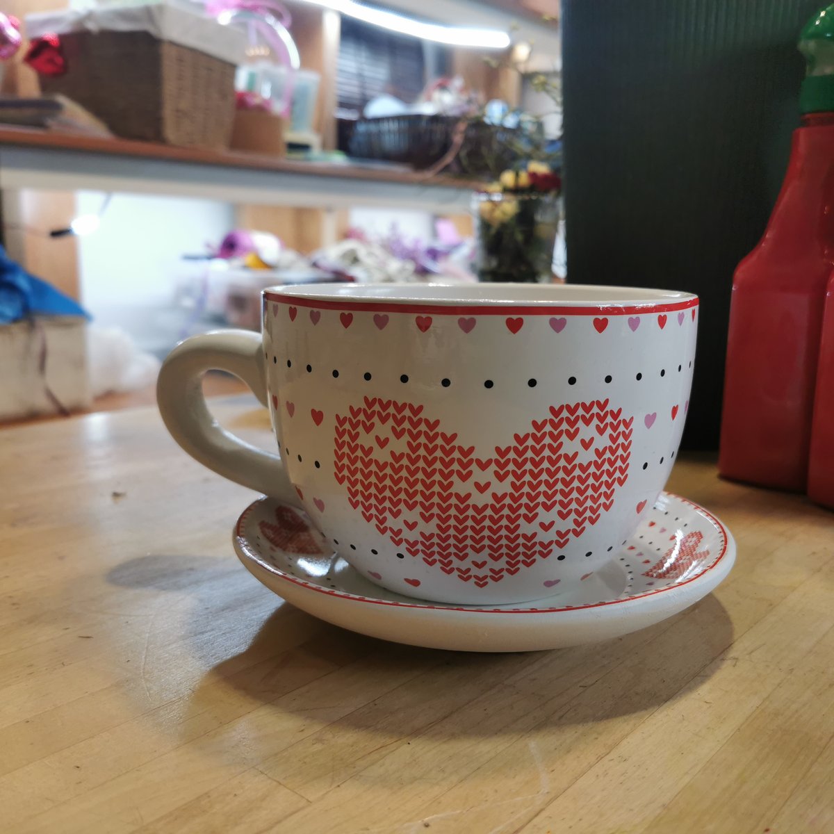 Filiżanka doniczka ceramiczna serce średnica 15cm