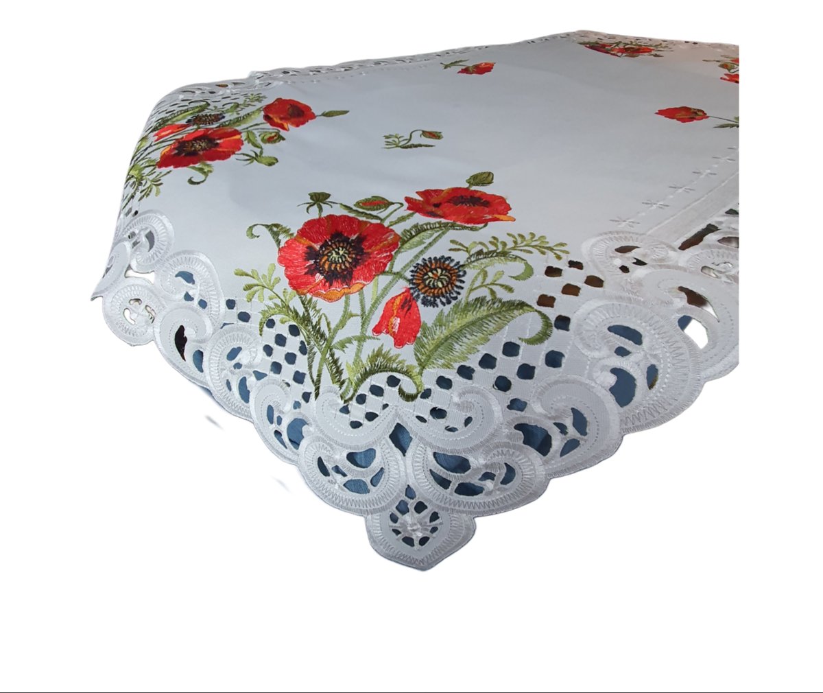 BI00650 Bieżnik z haftem czerwone Maki 60x120 cm