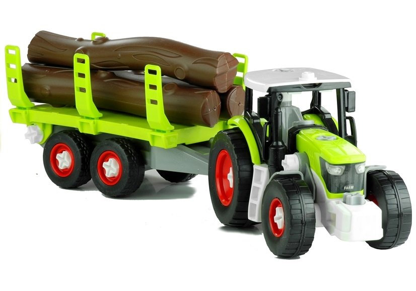 DLA MAJTERKOWICZA ROZKRĘCANY TRAKTOR Z PRZYCZEPĄ Z DREWNEM