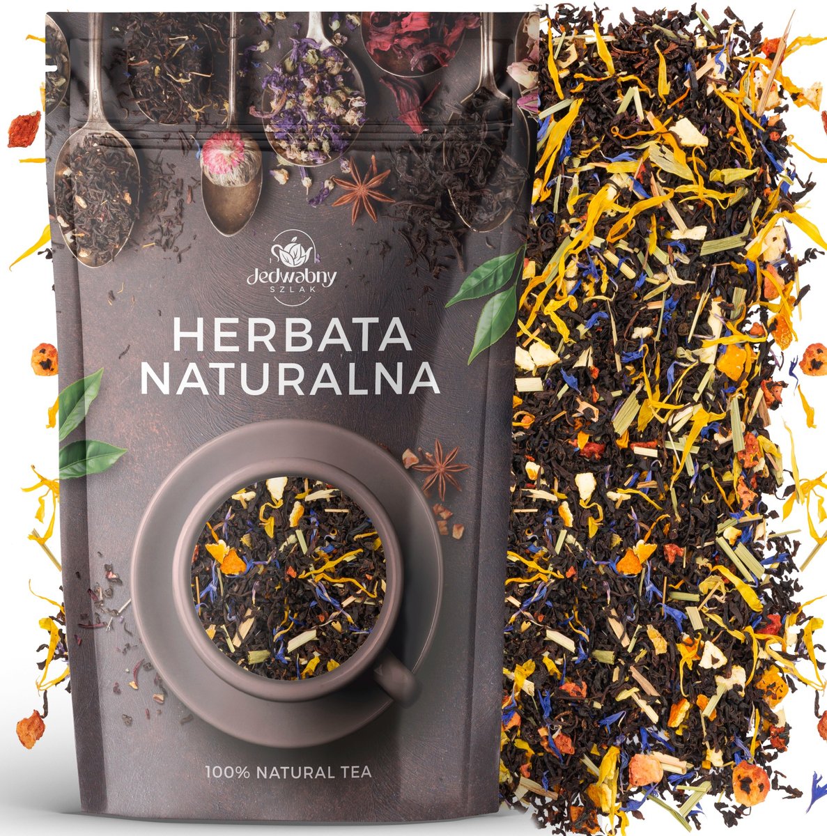Herbata czarna liściasta Earl Grey Wiosenny bławatek 100g