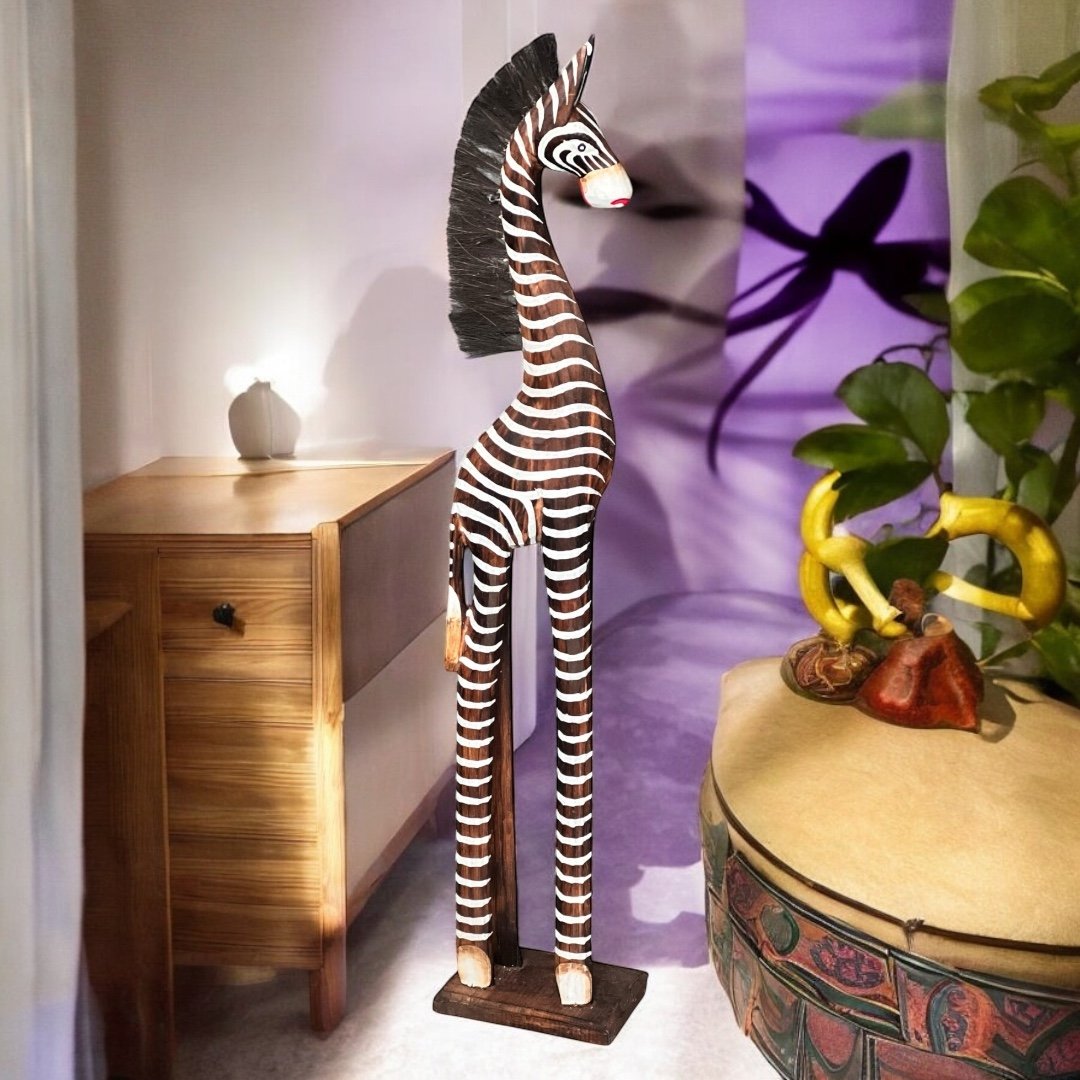 Zebra drewniana figurka 60 cm afrykańska dekoracja etno ozdoba wnętrz boho