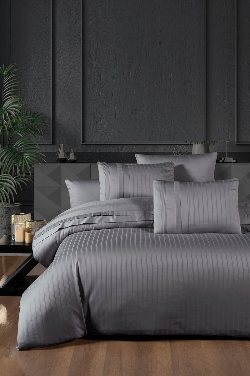Szara pościel 200x220 100% bawełna adamaszek New Trend QUICKSILVER