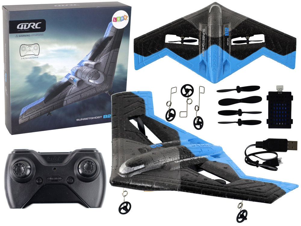 ZDALNIE STEROWANY SAMOLOT ŚWIATŁA NIEBIESKI CZARNY