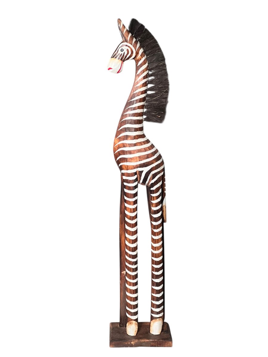 Zebra drewniana figurka 100 cm afrykańska dekoracja etno ozdoba wnętrz boho