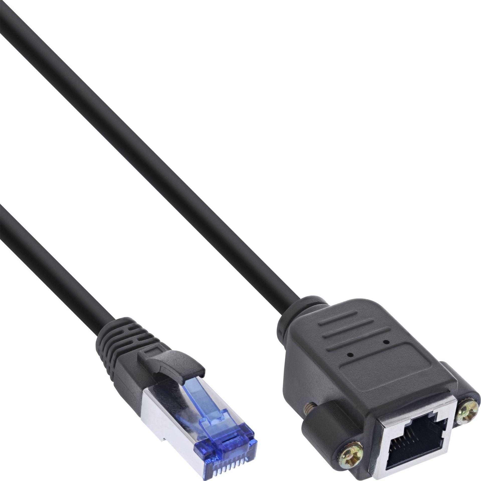 InLine InLine® Patch cable built-in extension, S/FTP PiMf, Cat.6A, halogen-free, copper, black, 3m