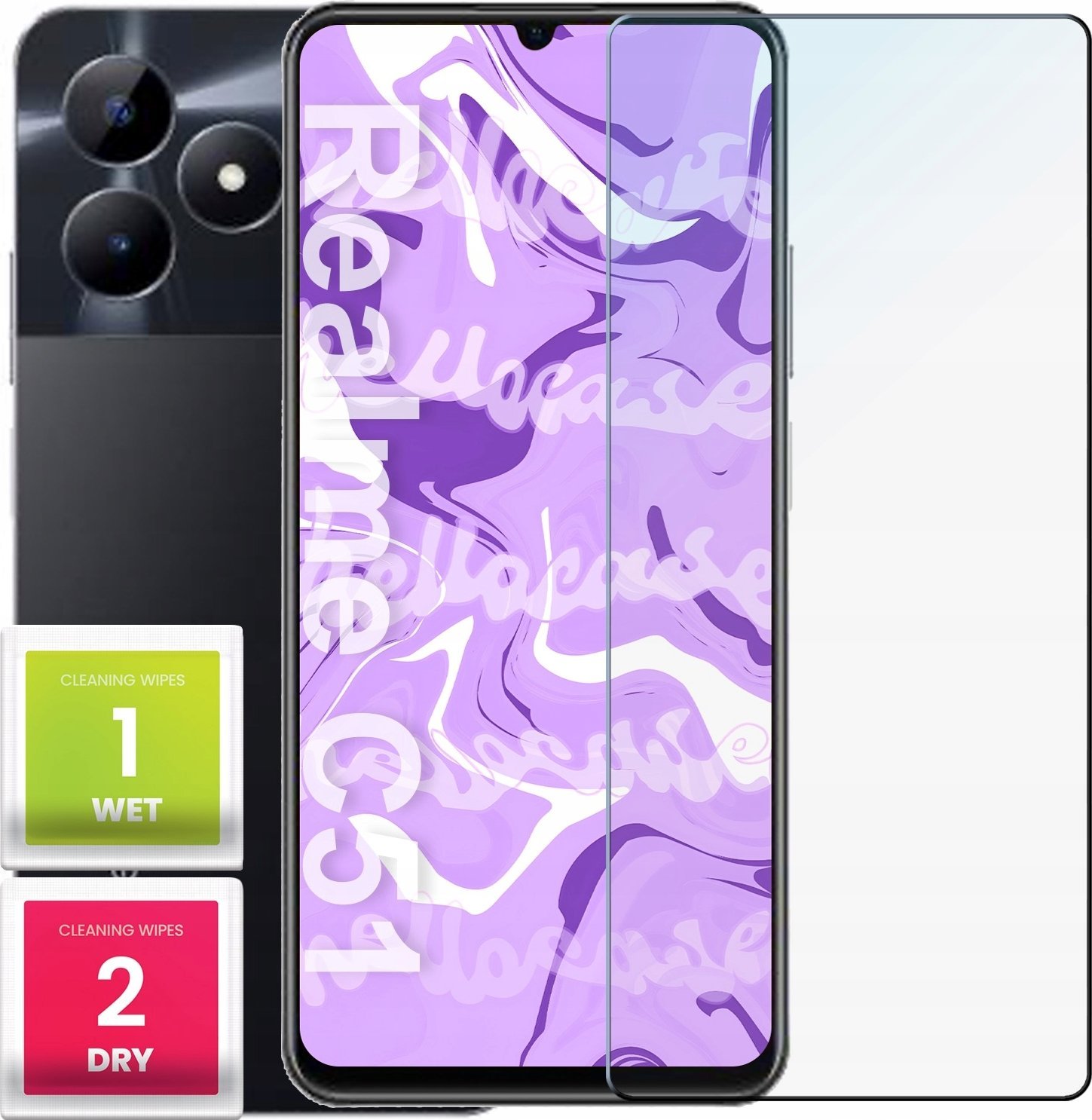 Hello Case Szkło Hartowane do Realme C53 / C51 / Note 50 / C63 9H, płaskie 2.5D