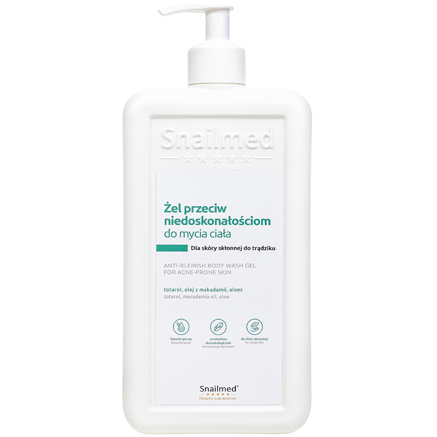 Snailmed, żel do mycia ciała przeciw niedoskonałościom, skóra skłonna do trądziku, 480 ml