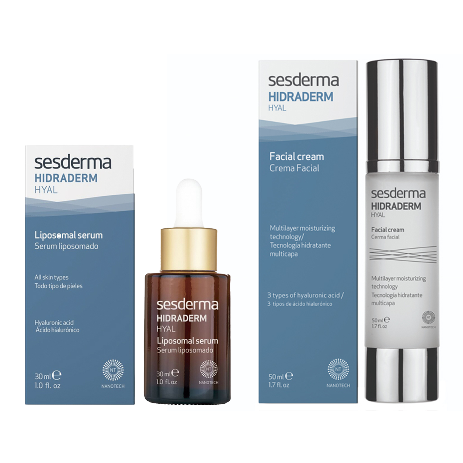 Zestaw Sesderma Hidraderm Hyal, liposomowe serum do twarzy, 30 ml + nawilżający krem do twarzy, 50 ml za 1 grosz