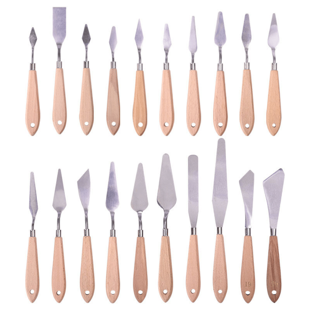 SZPACHELKI MALARSKIE DREWNIANE ZESTAW SZPACHELEK MALARSKICH 20 SZT.