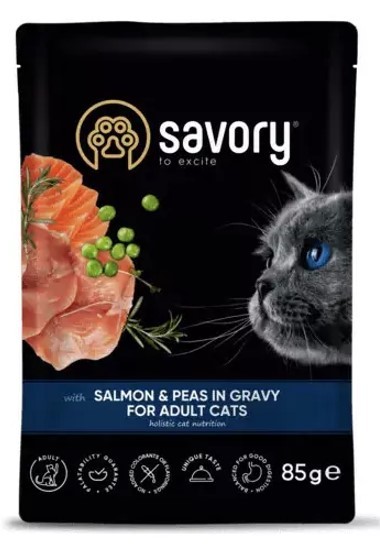 SAVORY Cat Adult Salmon and Peas 85g (saszetka)