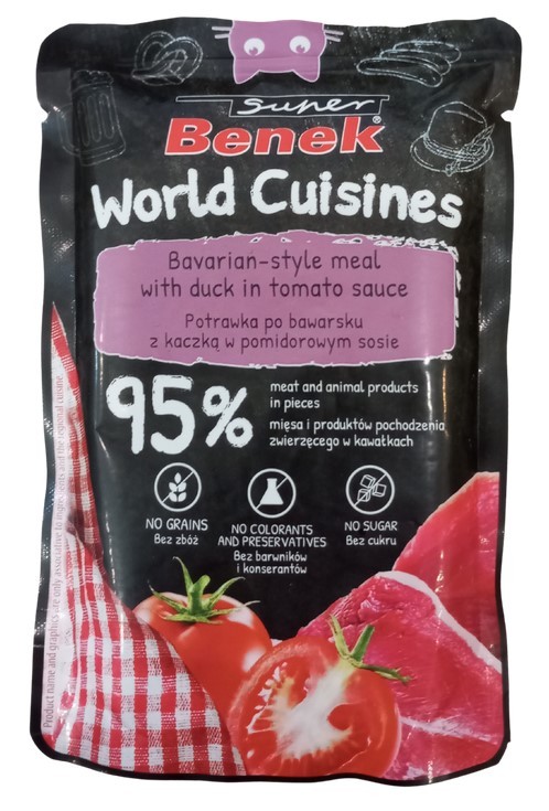SUPER BENEK World Cuisines Karma dla kotów - kaczka w pomidorowym sosie 100g