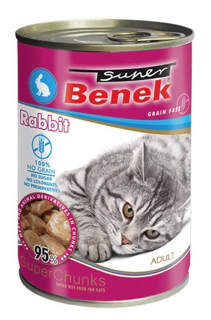 SUPER BENEK Bezzbożowe Kąski w Sosie z Królikiem 415g