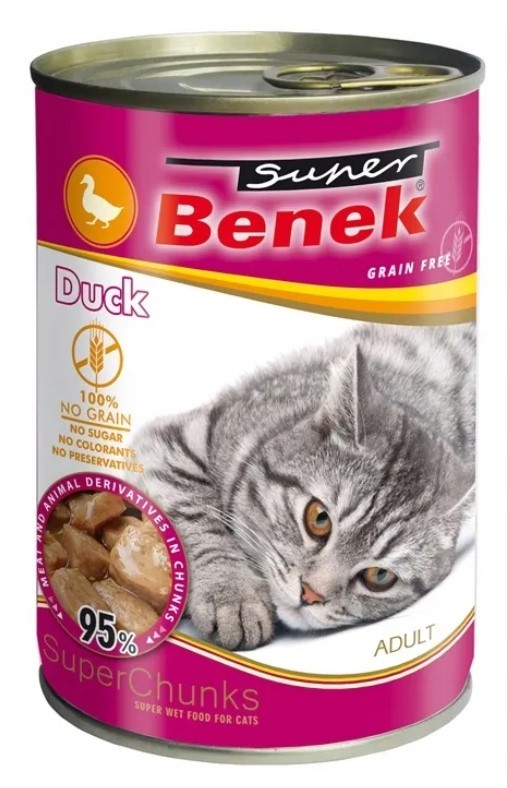SUPER BENEK Bezzbożowe Kąski w Sosie z Kaczką 415g
