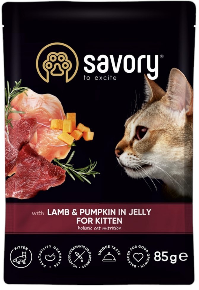 SAVORY Cat Kitten Lamb and Pumpkin 85g (saszetka)