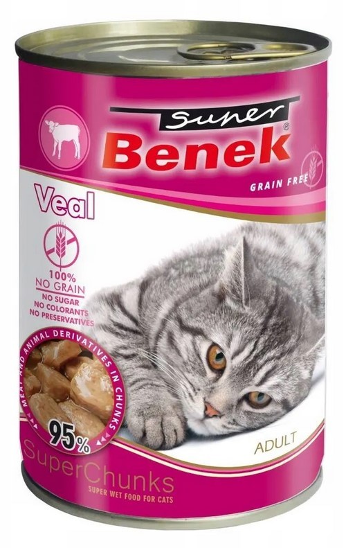 SUPER BENEK Bezzbożowe Kąski w Sosie z Cielęciną 415g