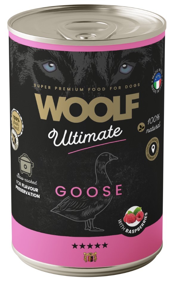 WOOLF Ultimate Dog Can Goose and Raspberry - gęś z maliną 400g