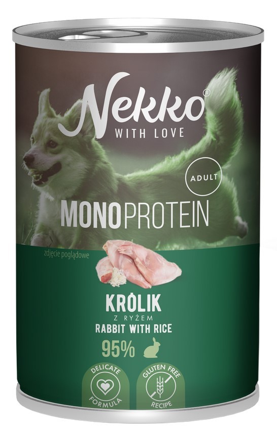 NEKKO Mono Adult Królik i ryż 400g (puszka)