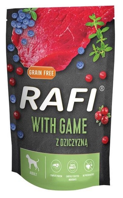 DOLINA NOTECI Rafi Dziczyzna, Borówki i Żurawina 500g (saszetka)