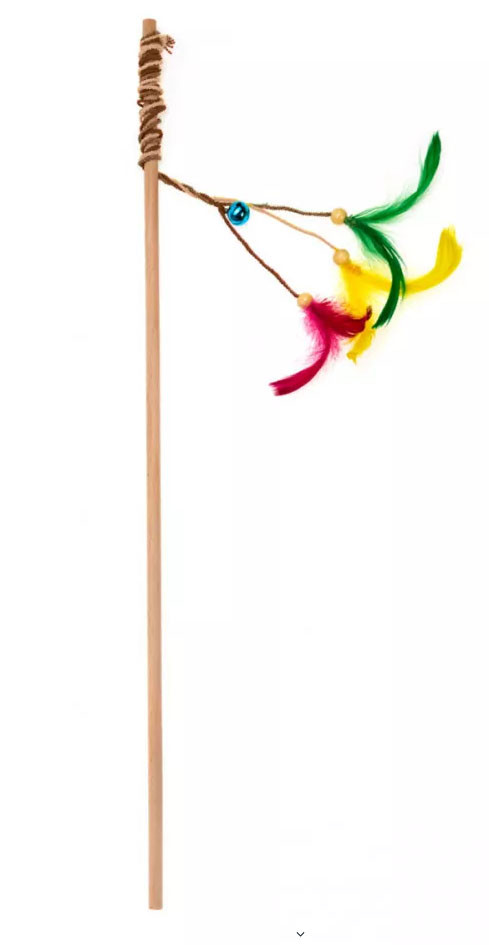 ECOMFY Zabawka Wędka Gaia z piórkami 50 cm