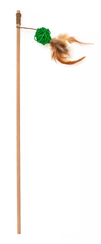 ECOMFY Zabawka wędka Gaia z piłką z rattanu 50 cm