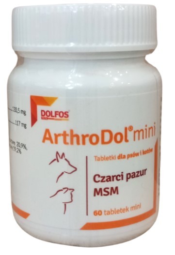 DOLFOS Arthrodol MINI - preparat przeciwbólowy i przeciwzapalny dla psów i kotów - 60 tabletek