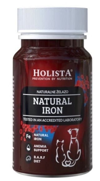 HOLISTA Natural Iron Hemoglobina - naturalne żelazo dla psa i kota 90 Tabl.