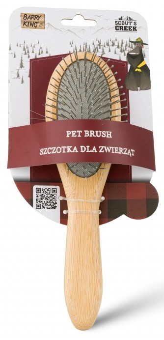 BARRY KING Szczotka dla zwierząt dwustronna z bambusową rączką 6 x 22 cm