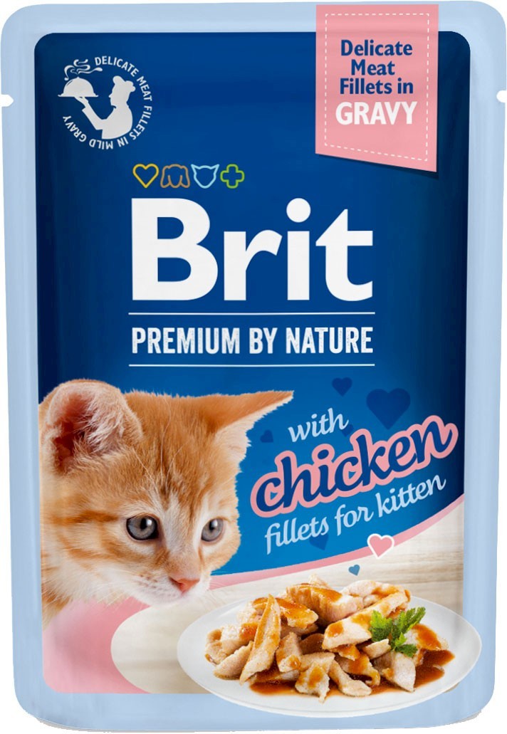 BRIT PREMIUM CAT Chicken Gravy Fillets Kitten - kurczak w sosie dla kociąt 85g (saszetka)