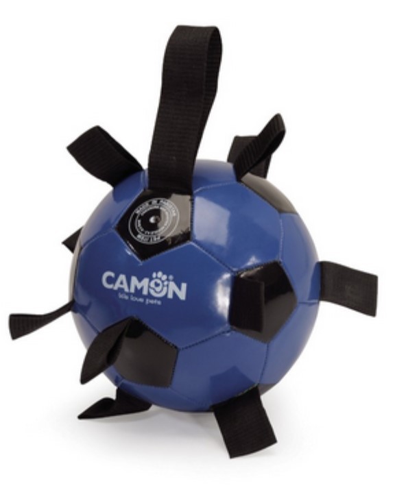 CAMON Dog Toy Piłka Nożna z Uchwytem Czarno-Niebieska