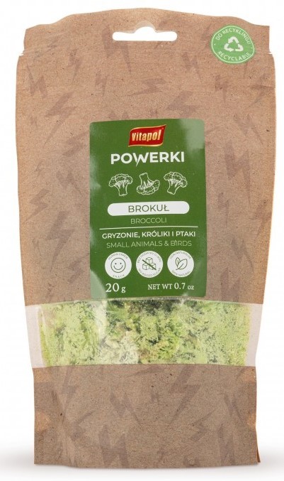 VITAPOL Powerki Brokuł liofilizowany dla gryzoni, królika oraz ptaków egzotycznych 20g