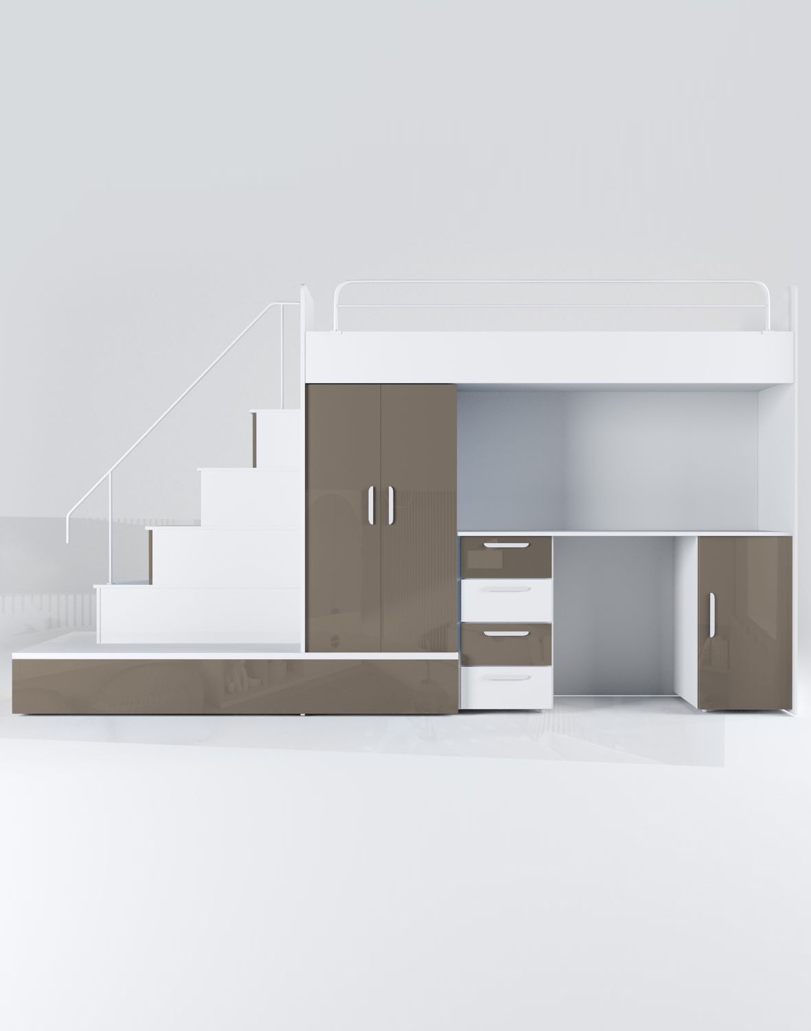 Meblościanka Raj 5 połysk - pokój dziecięcy, młodzieżowy z materacem i stelażem szary