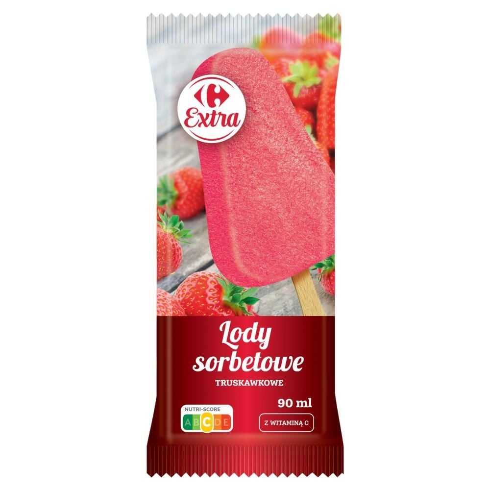 Carrefour Extra Lody sorbetowe truskawkowe 90 ml