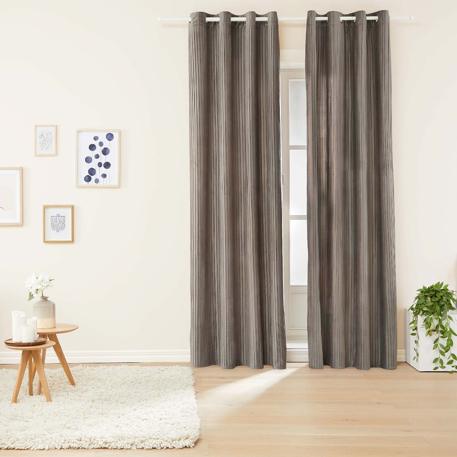 Zasłony aksamitne na przelotkach 135 x 250 cm Smukee Home, 2 szt., szare