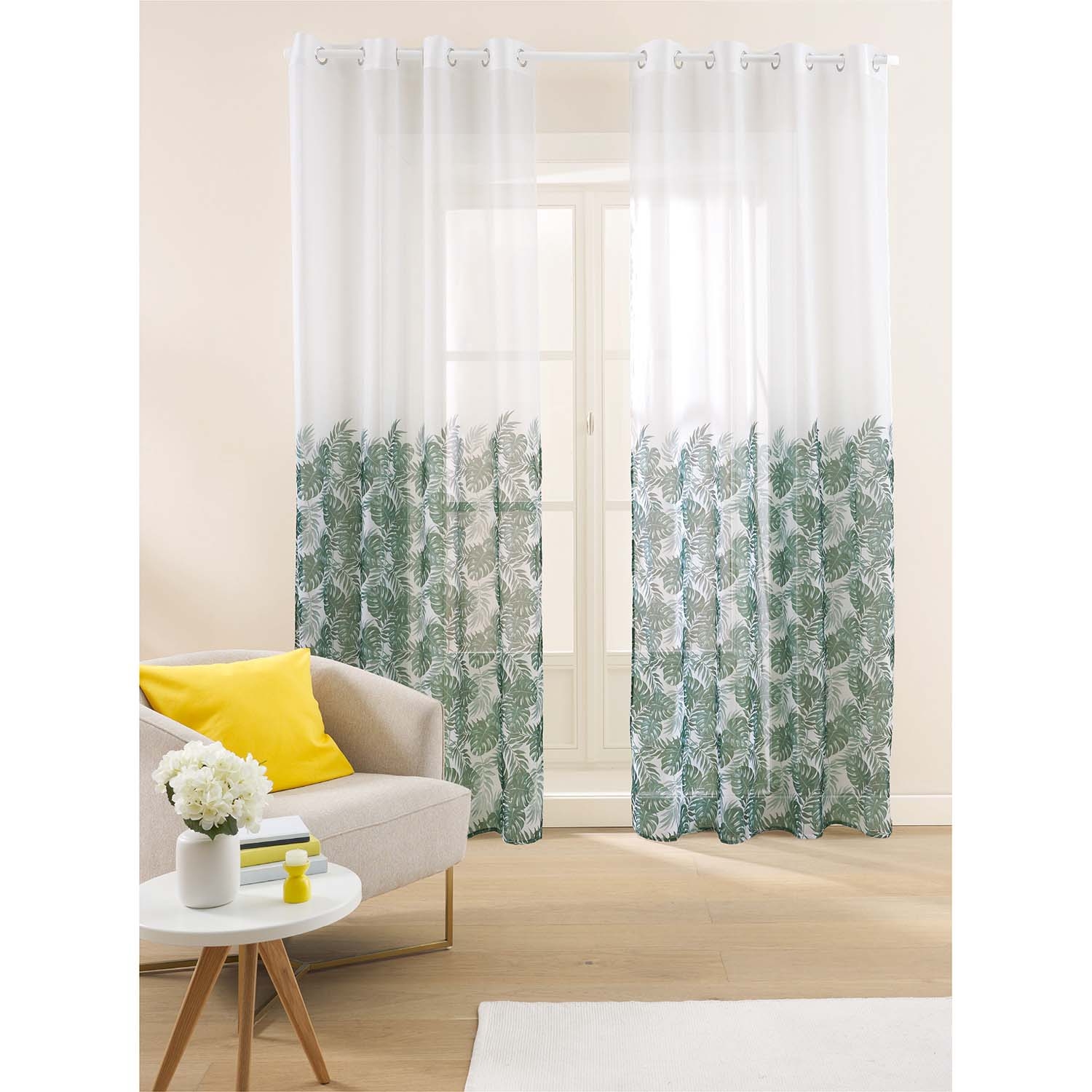 Firany na przelotkach 137 x 250 cm Smukee Home, 2 szt., z nadrukiem, liście monstery