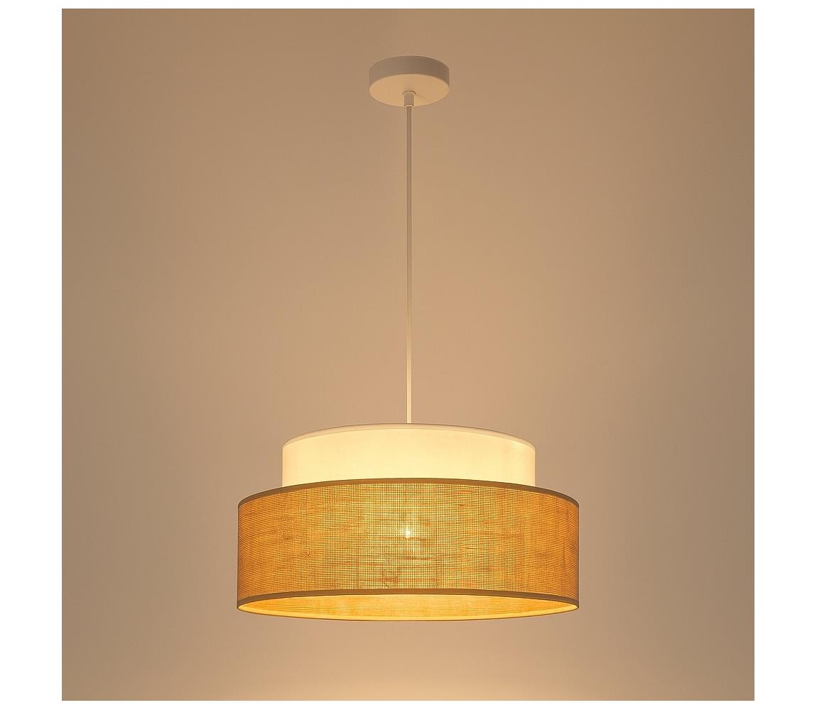 Żyrandol na lince BOHO 1xE27/60W/230V biały/beżowy