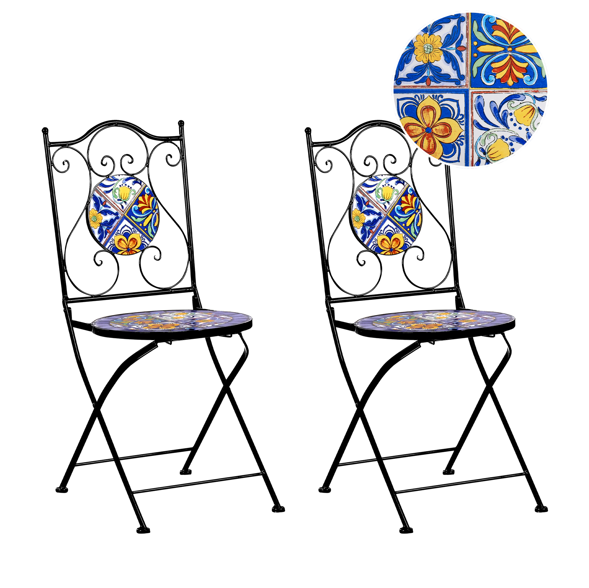 BELIANI Zestaw 2 krzeseł ogrodowych CORIANO Składane Metal Czarny