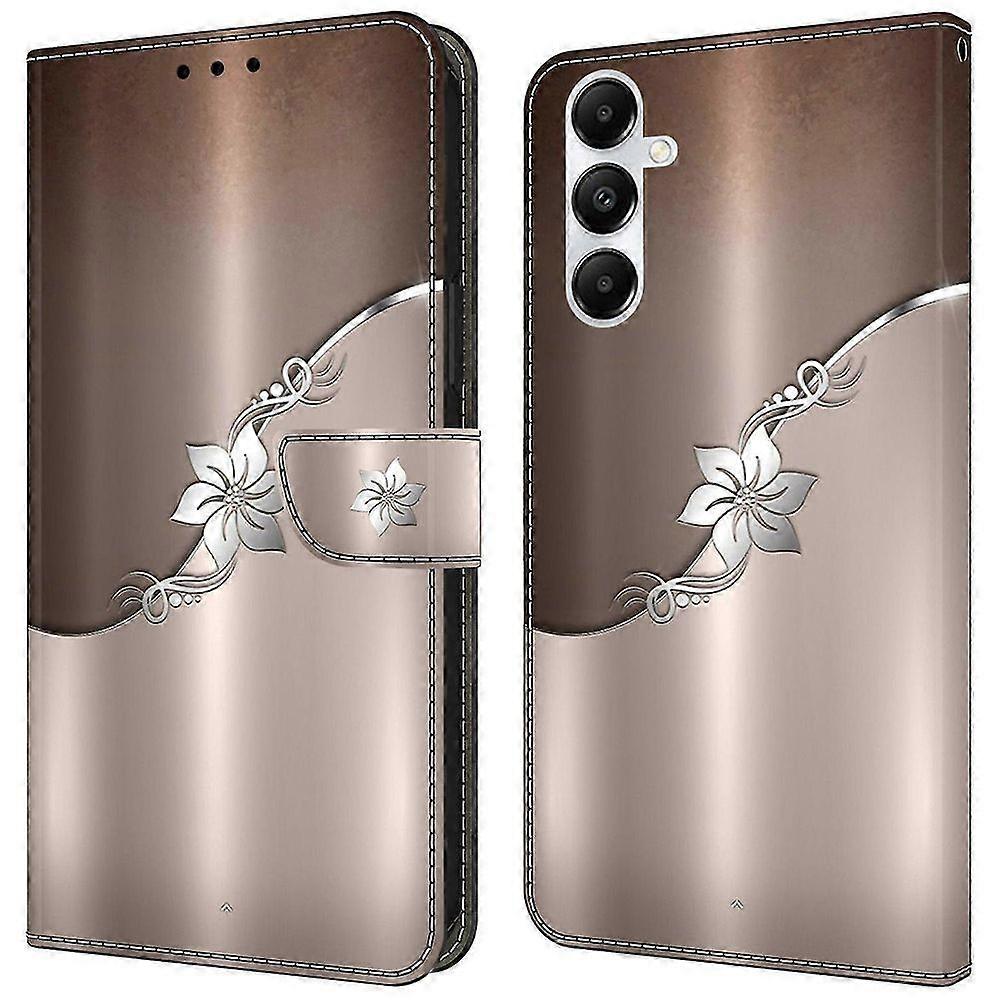 Do etui na telefon komórkowy Samsung Galaxy A55 5G z nadrukiem 3D Pattern Stand Leather Cover Srebrny kwiat