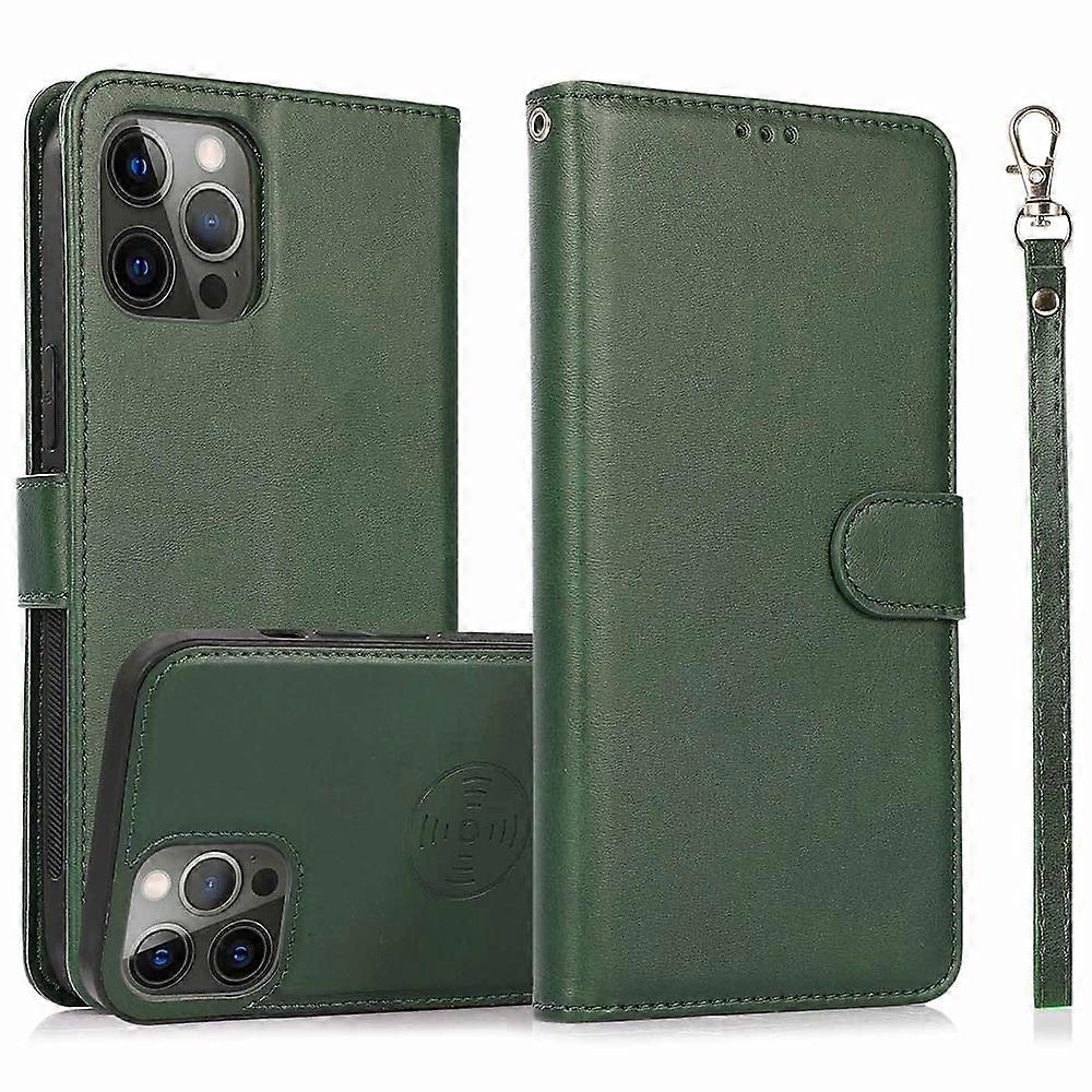Do iPhone 16 Pro Max Etui Magnetyczny Odpinany Portfel 2 w 1 Stojak Etui na telefon ze skóry PU - Zielony Wielobarwny Green