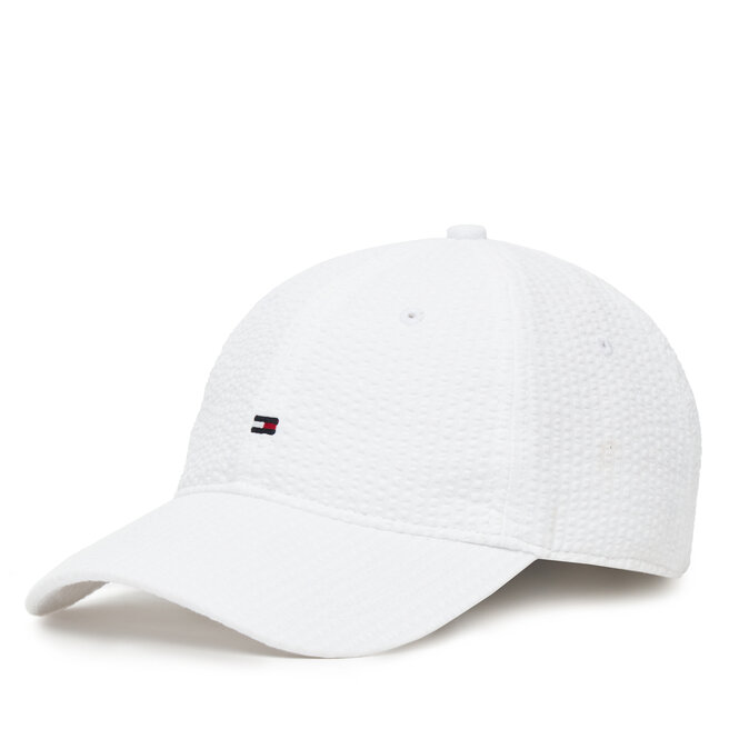 Czapka z daszkiem Tommy Hilfiger Flag Seersucker 6 Panel AM0AM13427 Biały