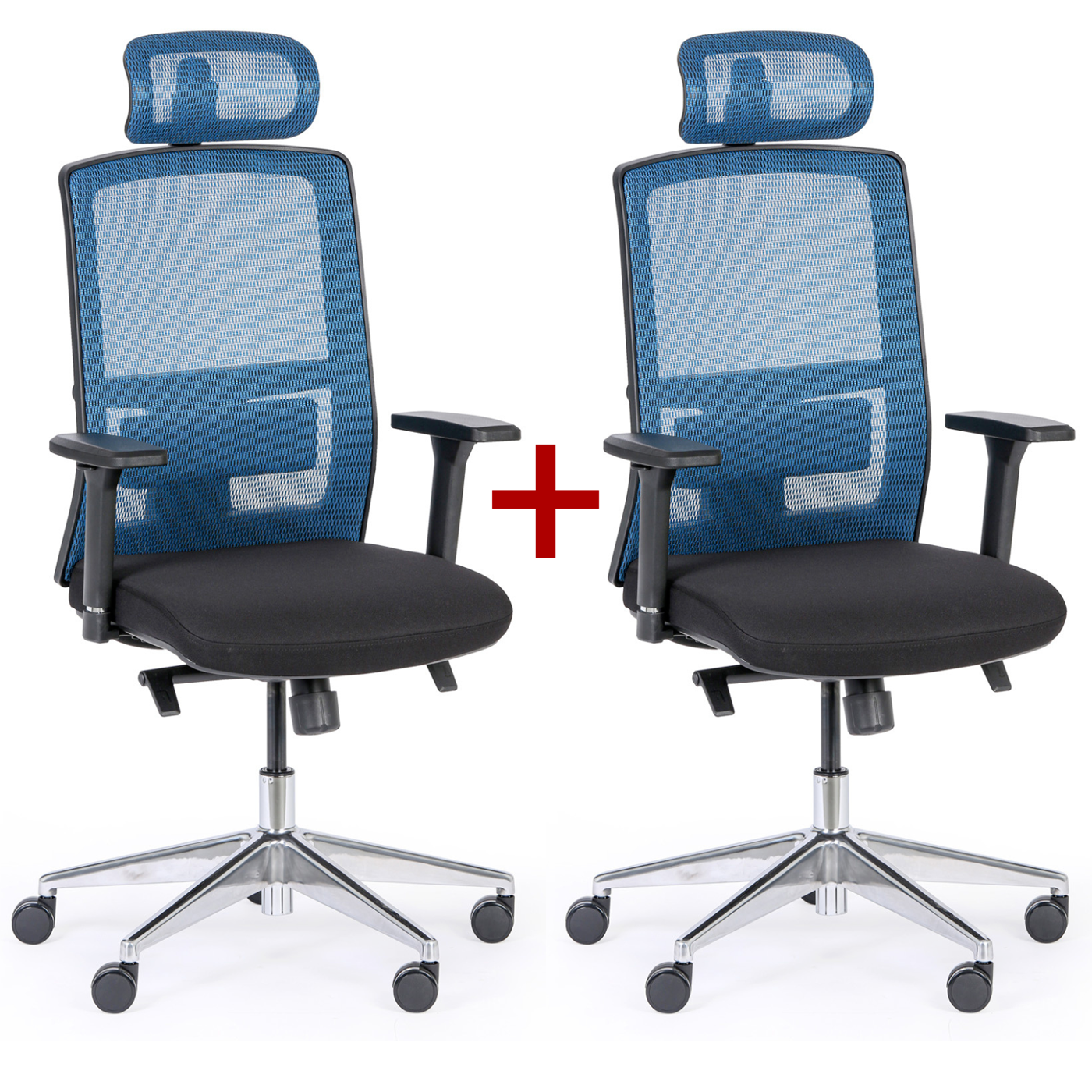 B2B Partner Krzesło biurowe NED MF 1+1 GRATIS, czarny/niebieski