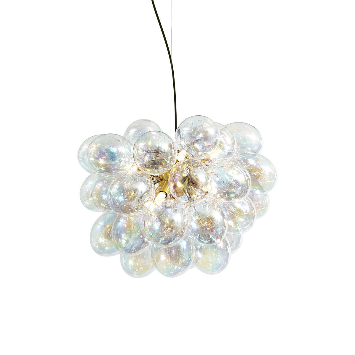 QAZQA Lampa wisząca Art Deco złota ze szkłem tęczowym 50 cm 8-punktowa - Uvas