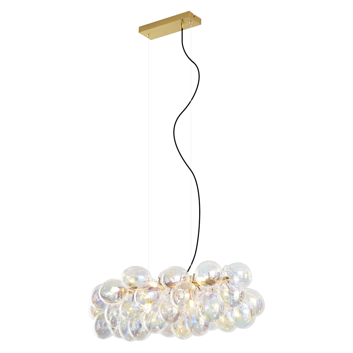 QAZQA Designerska lampa wisząca złota z tęczowym szkłem 8-punktowa - Uvas