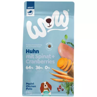Wow Mini Huhn - kurczak ze szpinakiem i żurawiną dla dorosłych psów małych ras 1 kg
