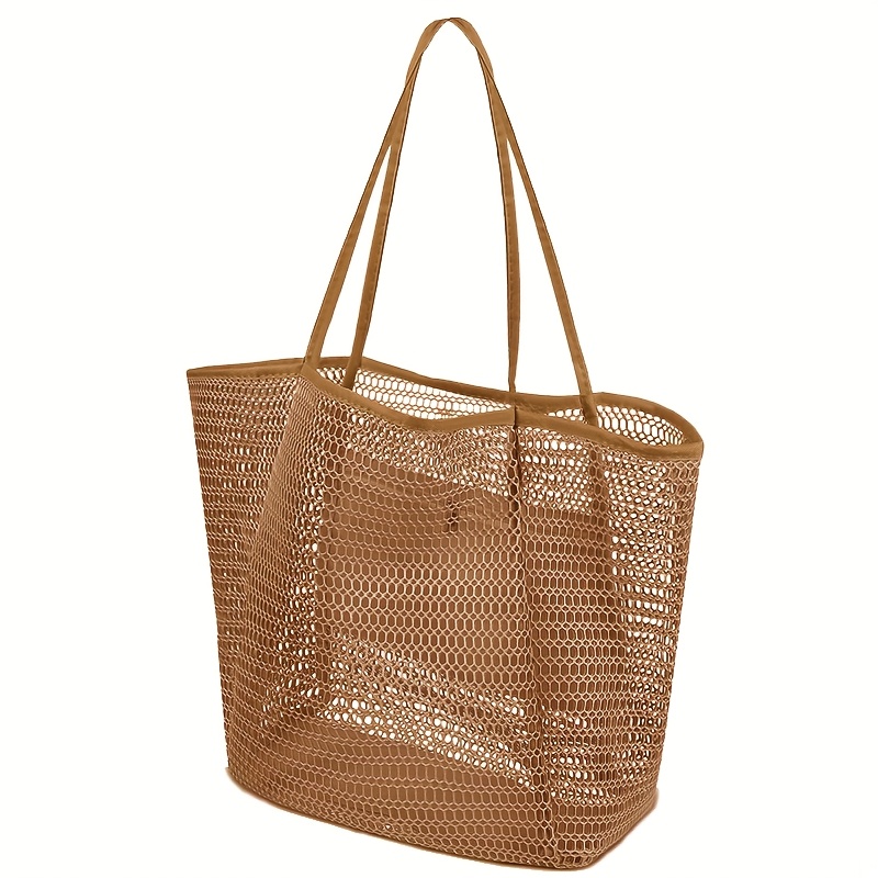 TEMU ELGANTNA Lekka Torba Plażowa CRAZYLION o Dużej Pojemności - Wytrzymała Poliestrowa Torebka Podróżnicza na Basen, Wakacje i Zakupy, Otwarty