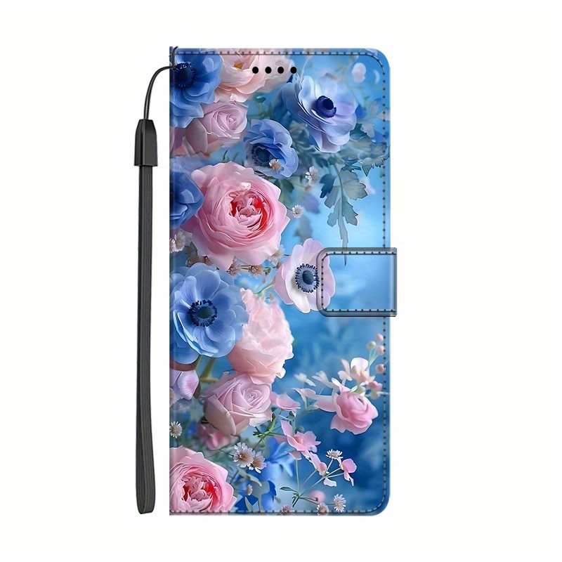 TEMU Urocze Etui Portfel z Magnetycznym Zamkiem i Wzorem Kwiatowym PU dla Realme 3/5/6/7/8/8i/9/9i/10/11/11X/12/14 Pro Plus oraz Serii C12, C15, C20,