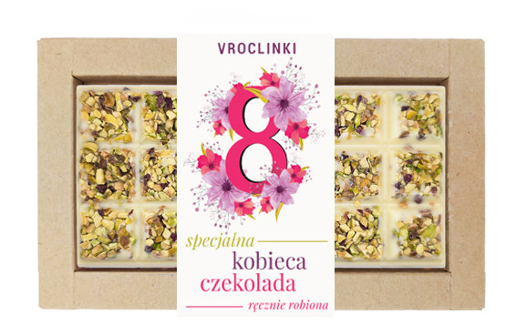 Czekolada biała z pistacjami Dzień kobiet - różowa 8